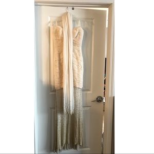 Jovani cream fading into gold dress. With shawl.